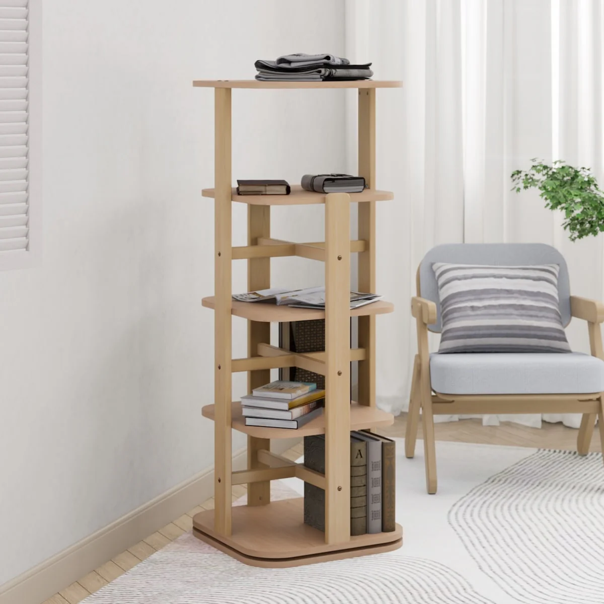 Tall Tidy Rotating Bookshelf