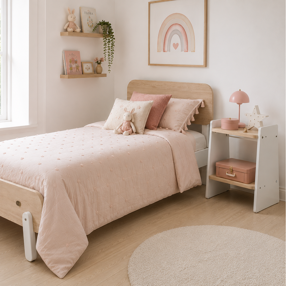 Cama Natty + Velador Neat OAK
