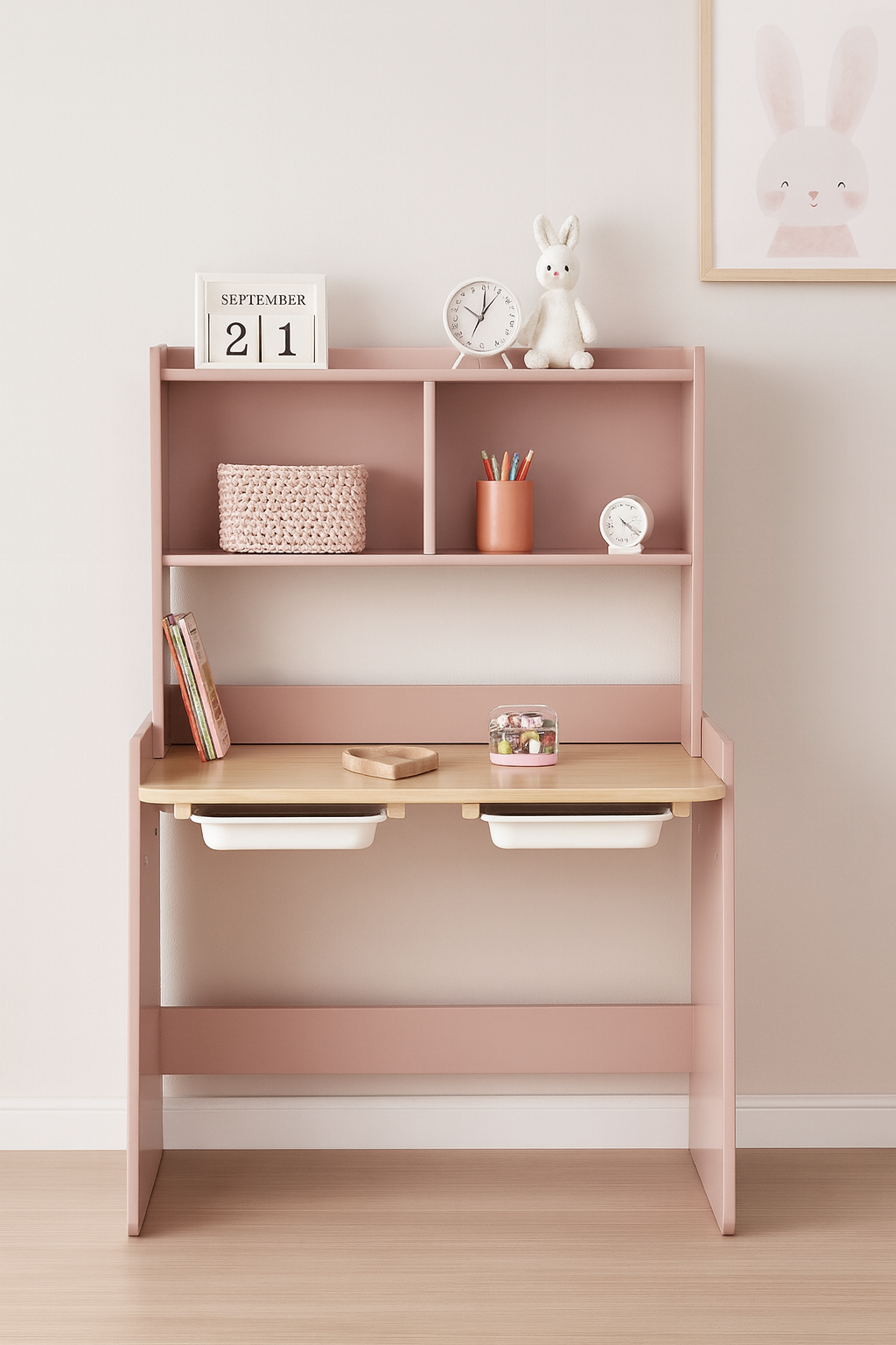 Set Escritorio Natty Con Repisas y Silla