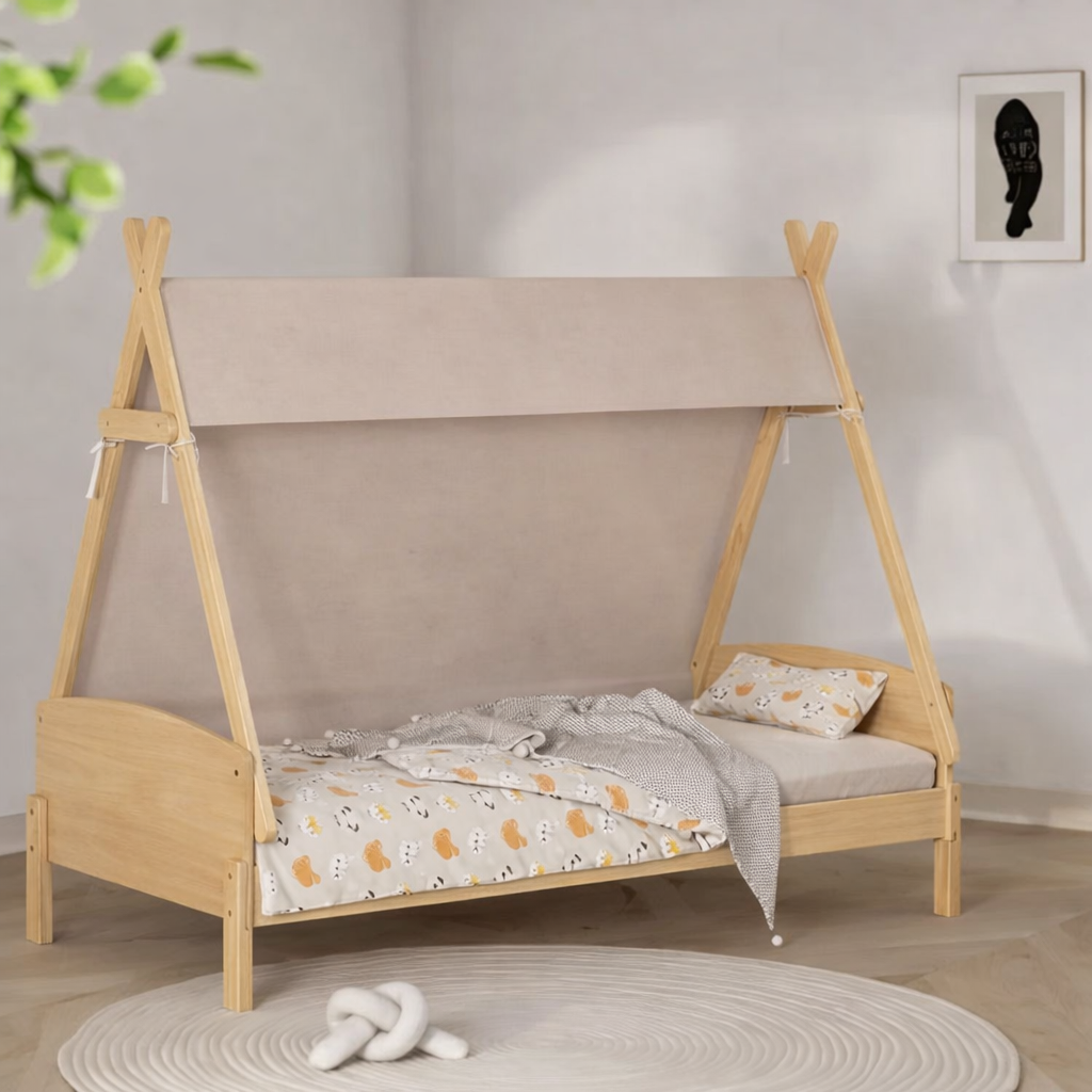 Cama Montessori con teepee (Plaza 1/4 Colchon 90x190)
