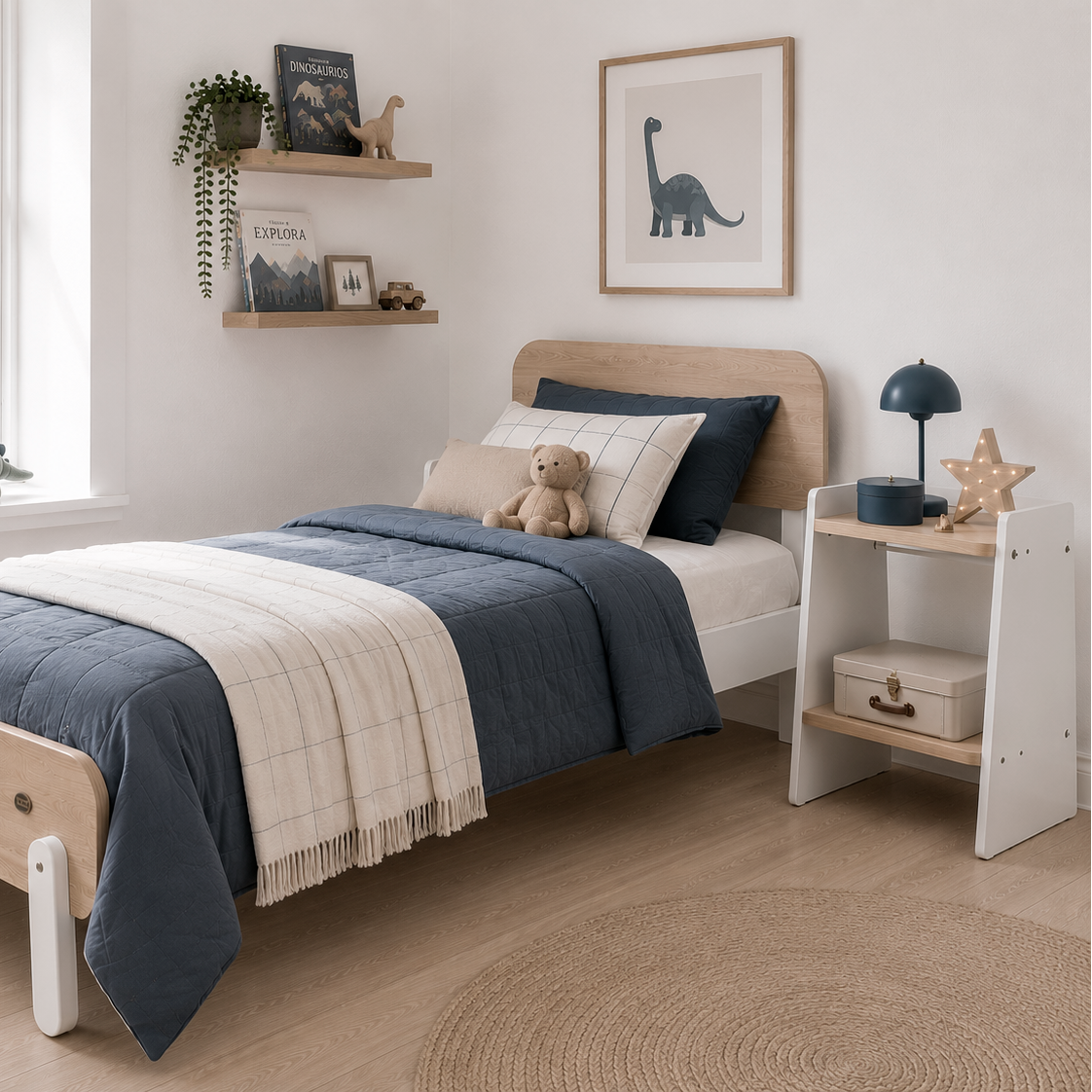Cama Natty + Velador Neat OAK