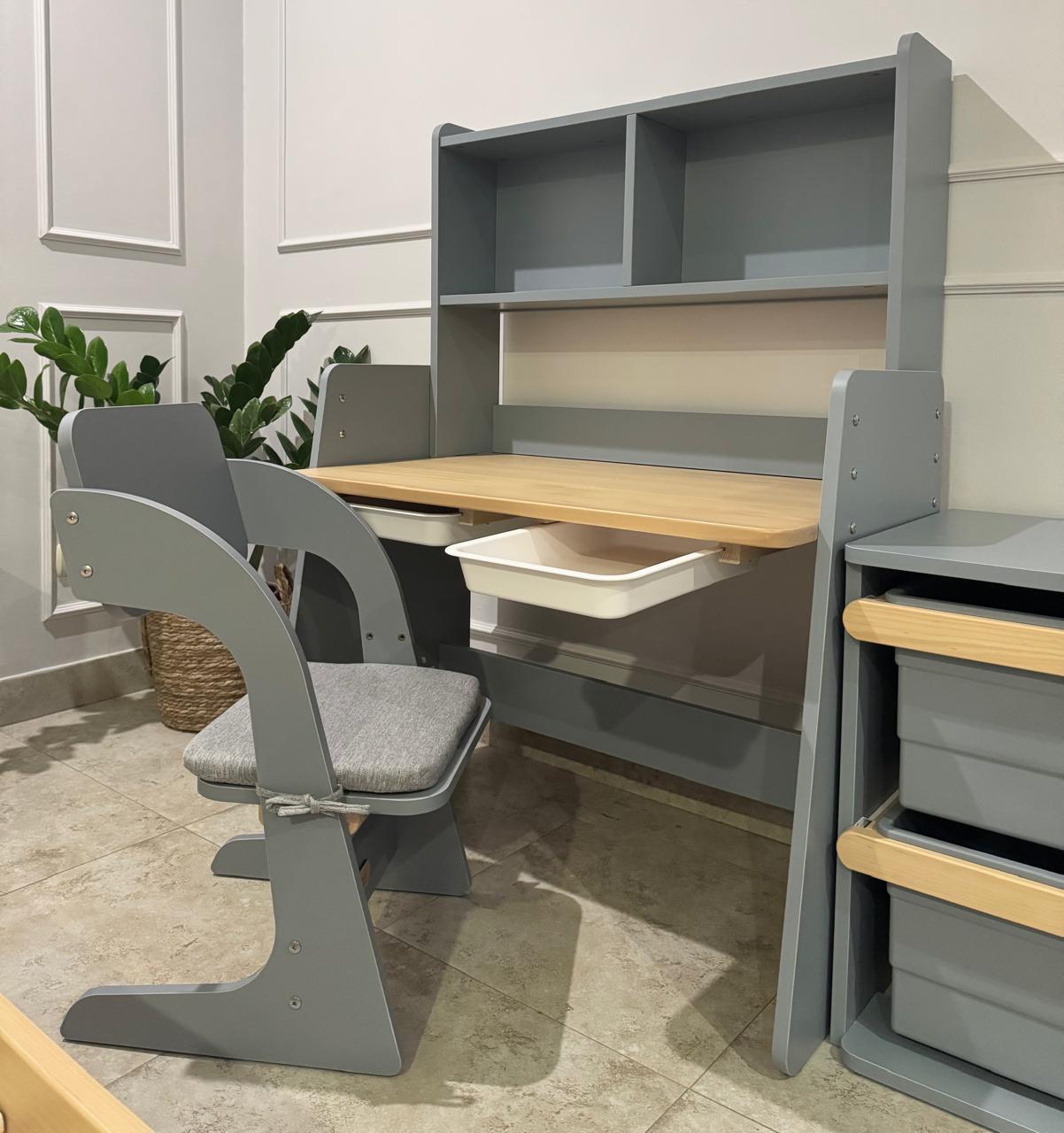 Set Escritorio Natty Con Repisas y Silla